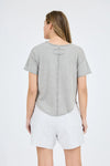 Raw Edge V Neck Top-Grey