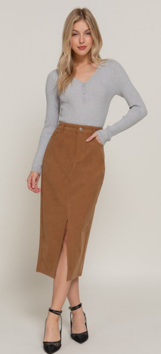 Corduroy Midi Skirt