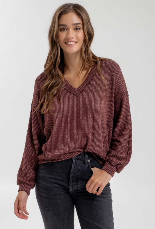 Striped Drop Shoulder Knit Top