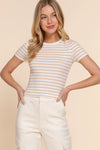 Stripe Ribbed Short Sleeve