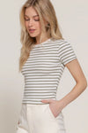 Stripe Ribbed Short Sleeve