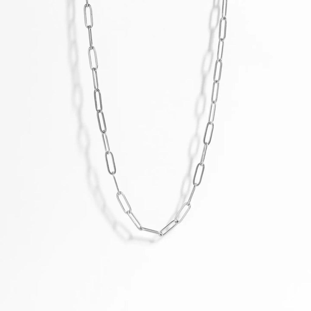 Paperclip Chain Necklace-Silver