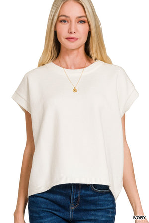 White Short Sleeve Sweater