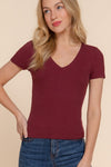 Ribbed V Neck Top