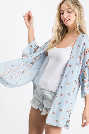 Could It Be Love Floral Kimono-Blue
