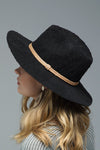 Braid Trim Panama Hat-Black