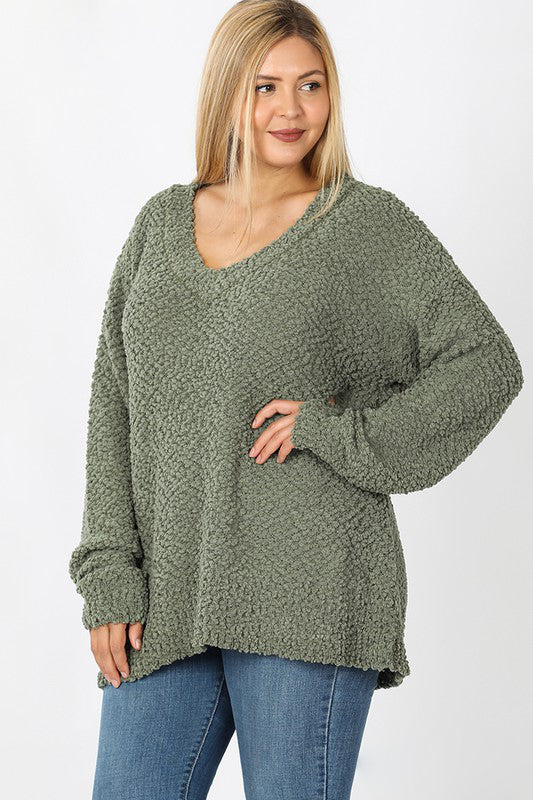 This Is Love Popcorn Sweater- Olive