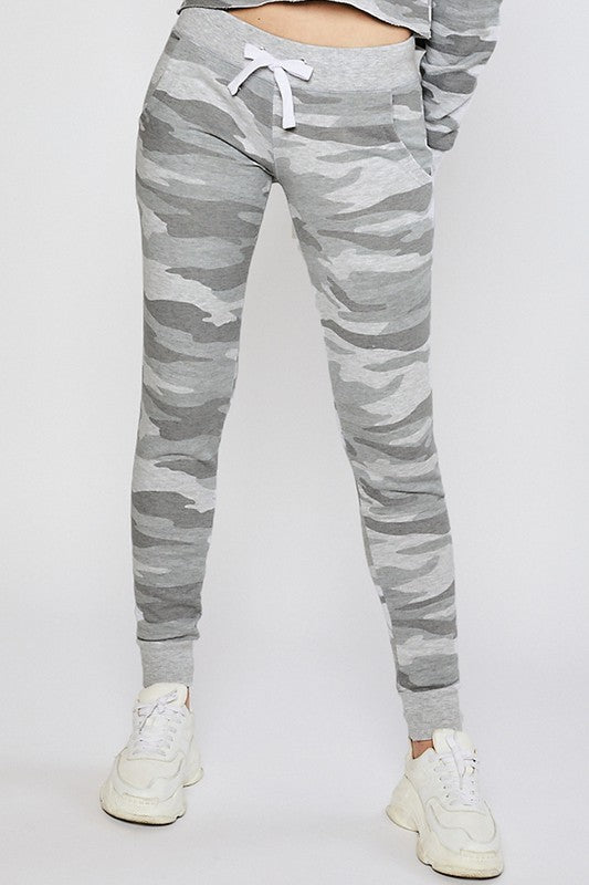 Cozy In Camo Pants-Grey