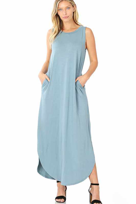 Romantic Nights Maxi Dress- Blue Grey