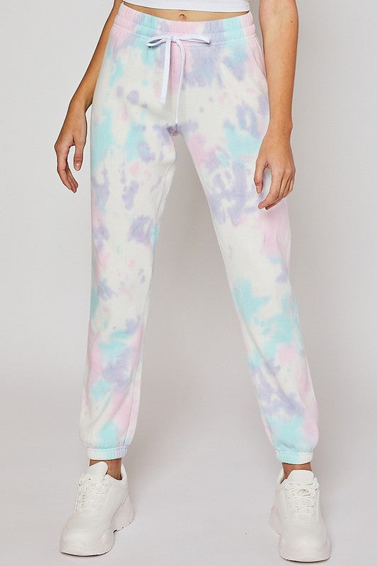 Cozy In Tie Dye Joggers-Cloud