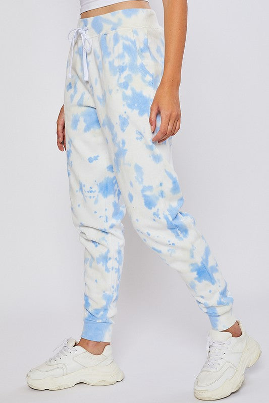 Cozy In Tie Dye Joggers- Light Blue