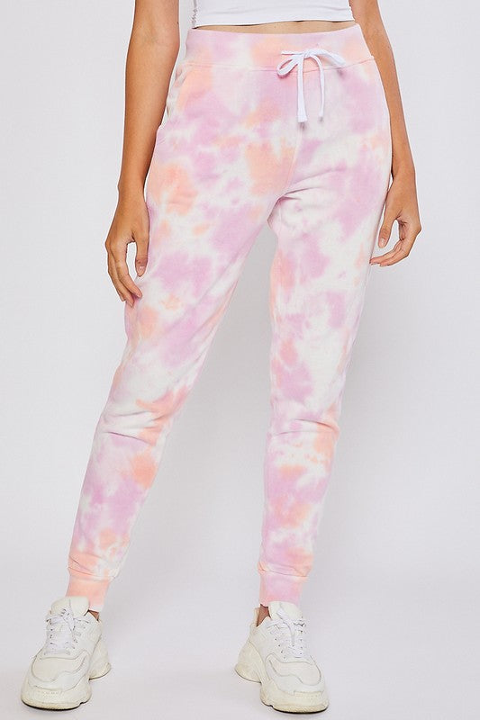 Cozy In Tie Dye Joggers-Pink