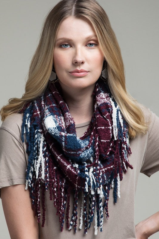 Love You To Infinity Scarf-Navy/Burgundy