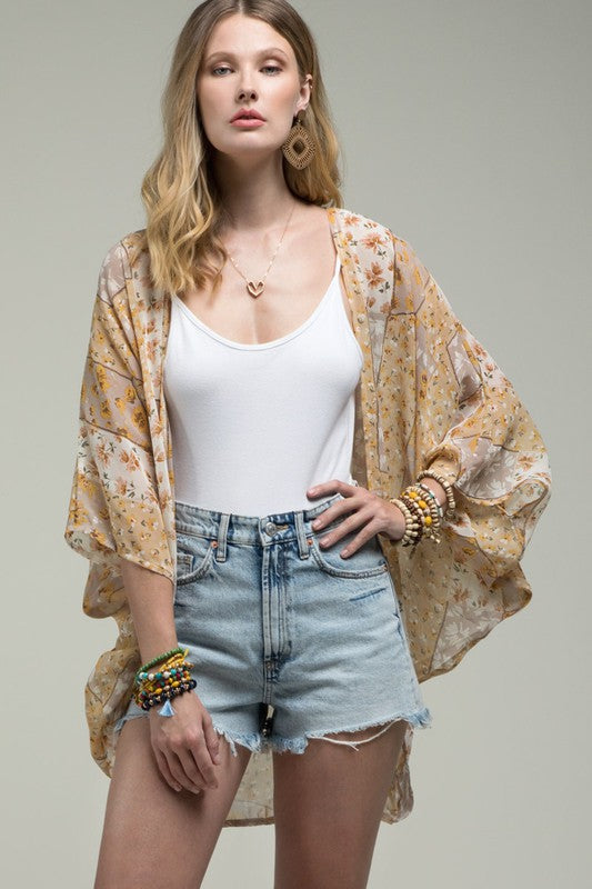Sunny Days Mustard Floral Kimono