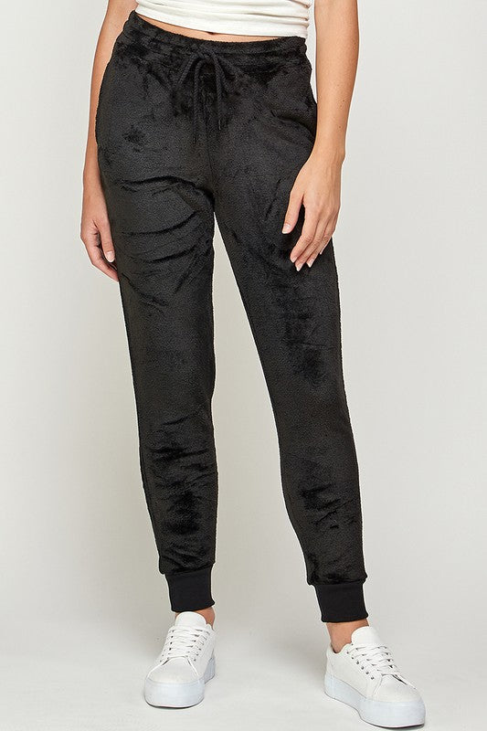Plush Black Jogger Pants