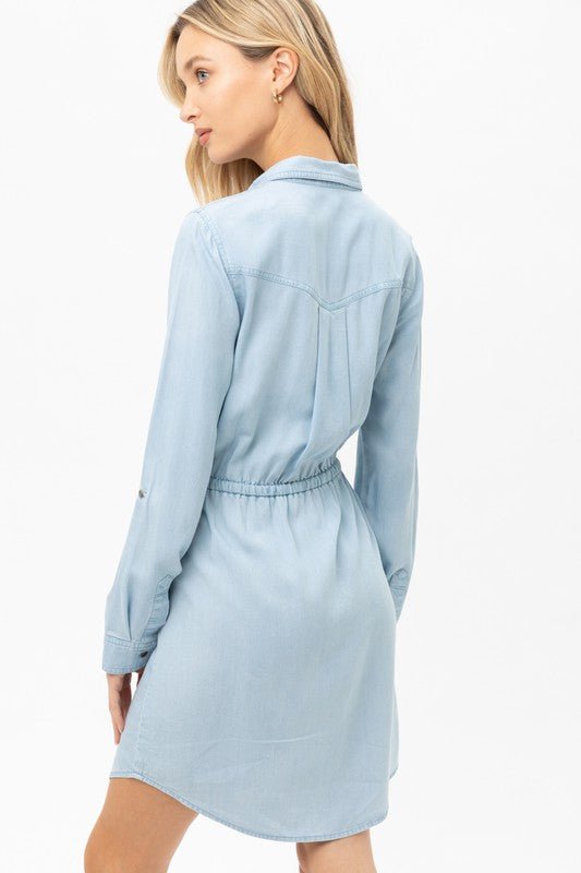 Denim Midi Shirt Dress