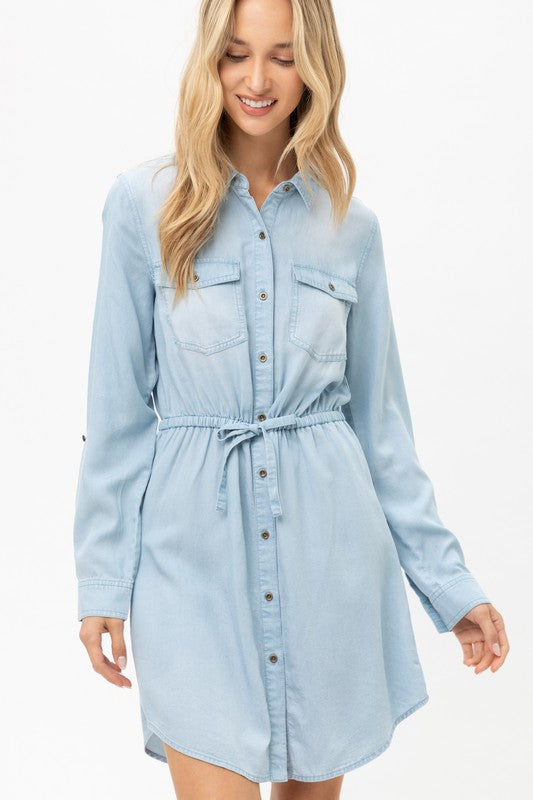 Denim Midi Shirt Dress