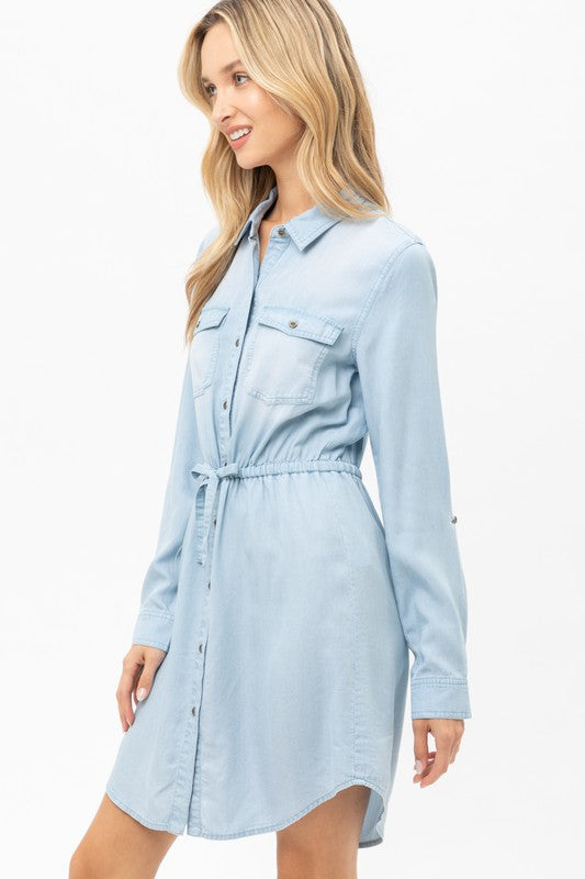 Denim Midi Shirt Dress