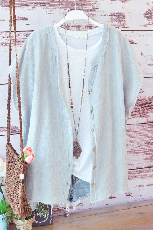 Once In A Lifetime Silver Button Down Top