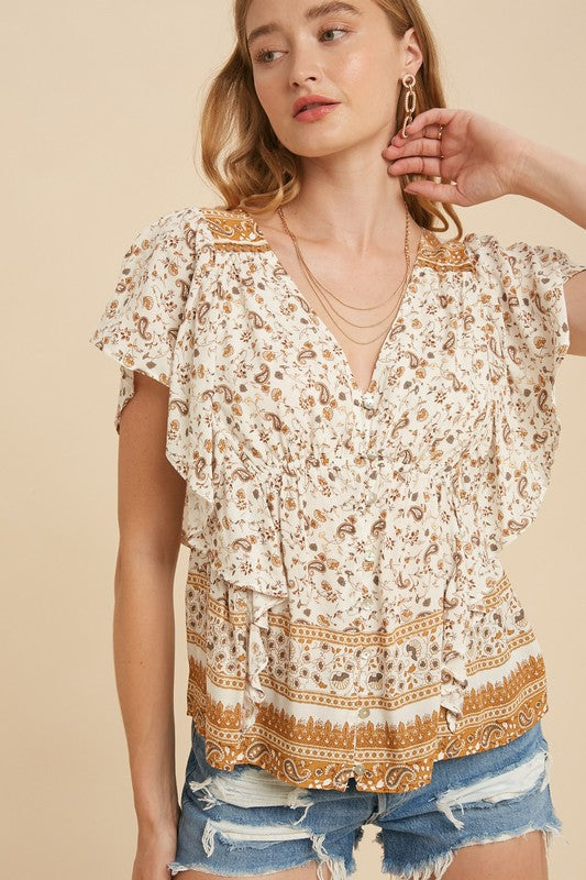 Found My Forever Mustard Print Top