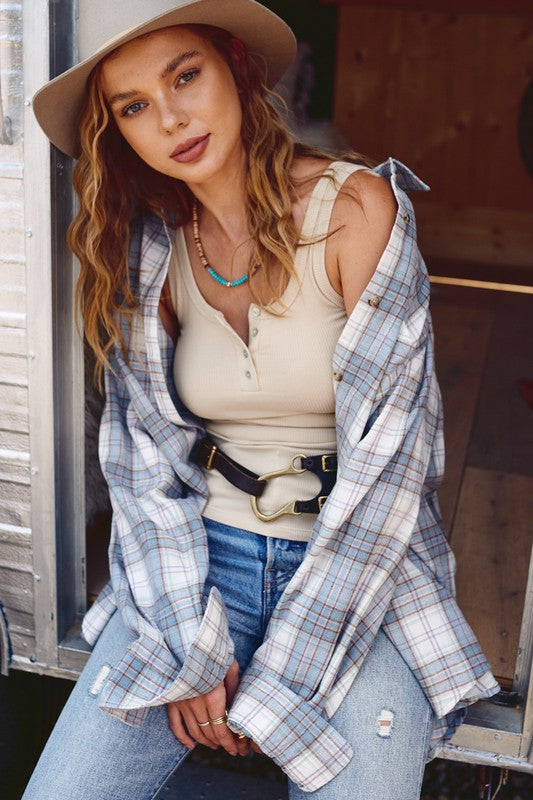 Promise You Flannel-Slate Blue