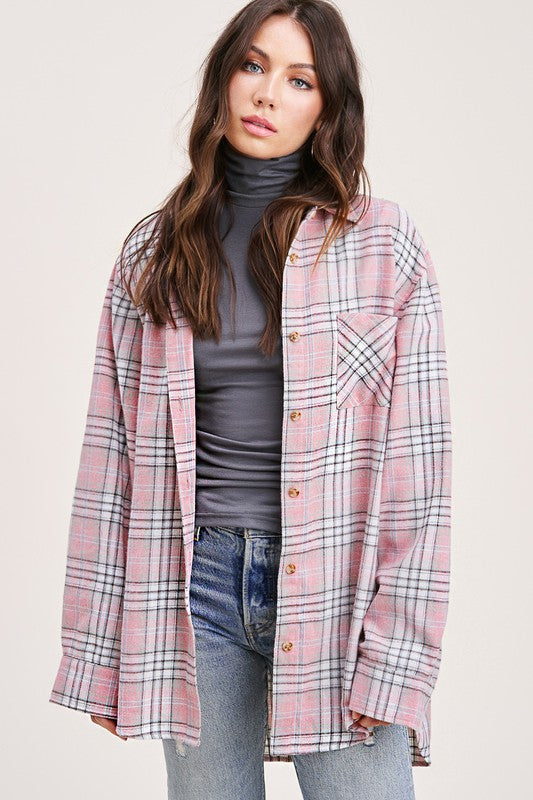 Promise You Flannel-Dusty Pink