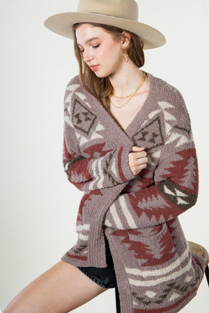 Love You Forever Aztec Cardigan-Cocoa