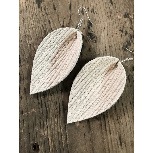 Cream Leather Earrings
