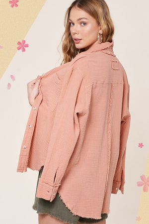 Salmon Button Up Top