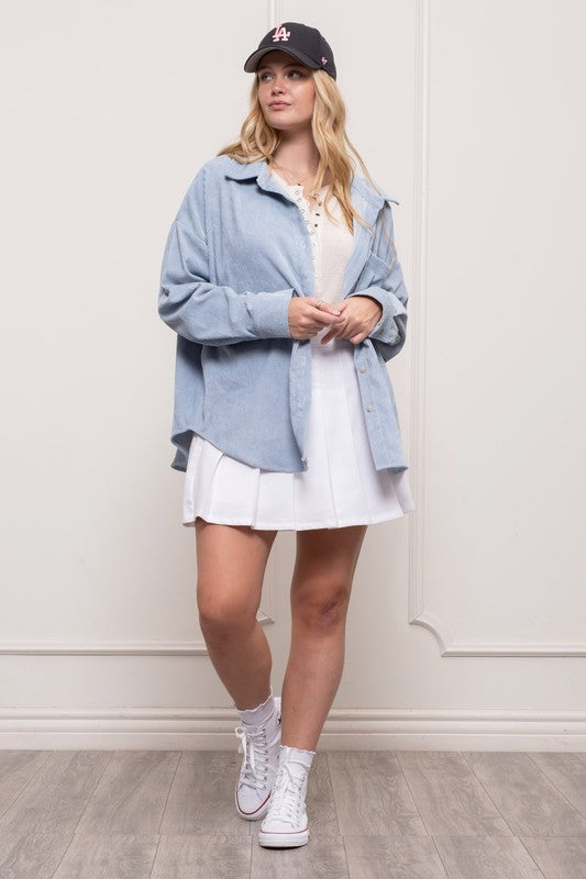 Spring Mornings Corduroy Jacket-Blue