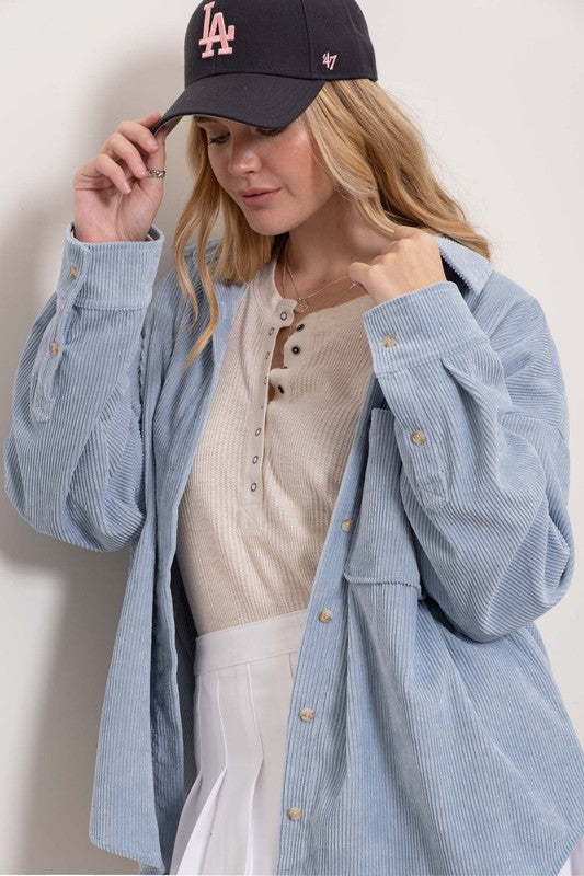 Spring Mornings Corduroy Jacket-Blue