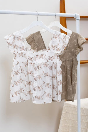 Cream Floral Embroidered Top