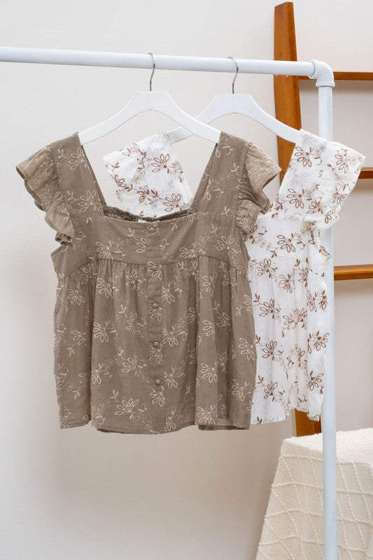 Floral Embroidered Woven Top