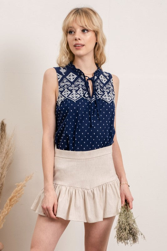 Navy Swiss Dot Tank Top