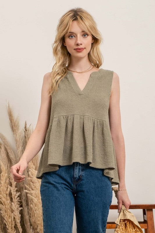 Olive Waffle Knit Tank