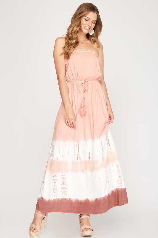 Peach Tie Dye Maxi Dress