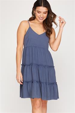 Now Or Never Tiered Navy Dress