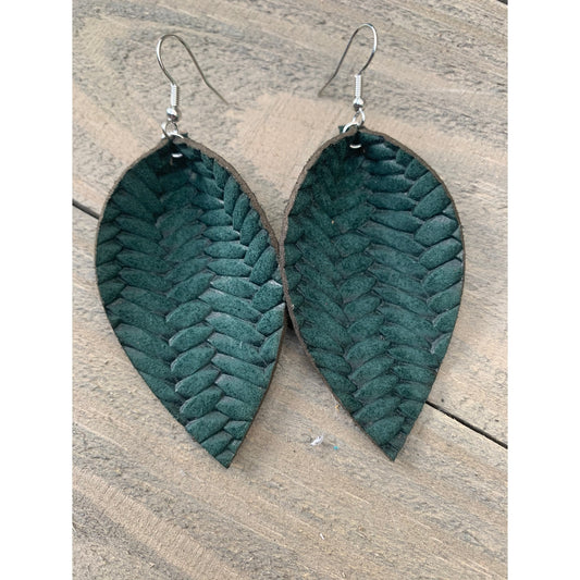 Green Leather Earrings