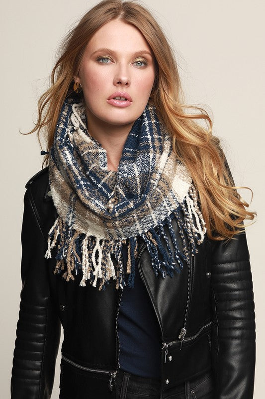 Love You To Infinity Scarf-Navy/Taupe