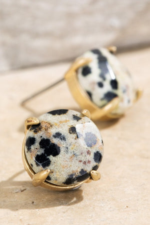 Natural Stone Dalmatian Earrings