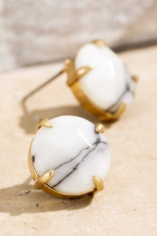 Natural Stone White Earrings