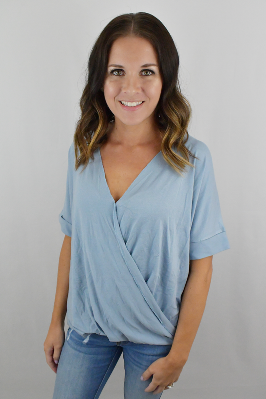 Confess Your Love Ash Blue Top