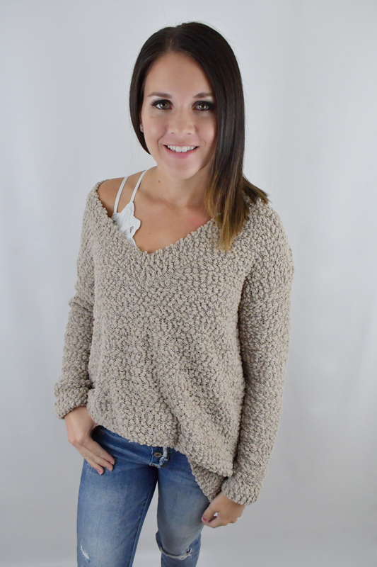 This Is Love Popcorn Sweater-Ash Mocha