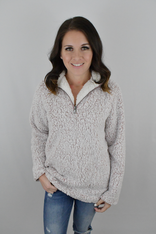 Winter Time Pink Sherpa Pullover