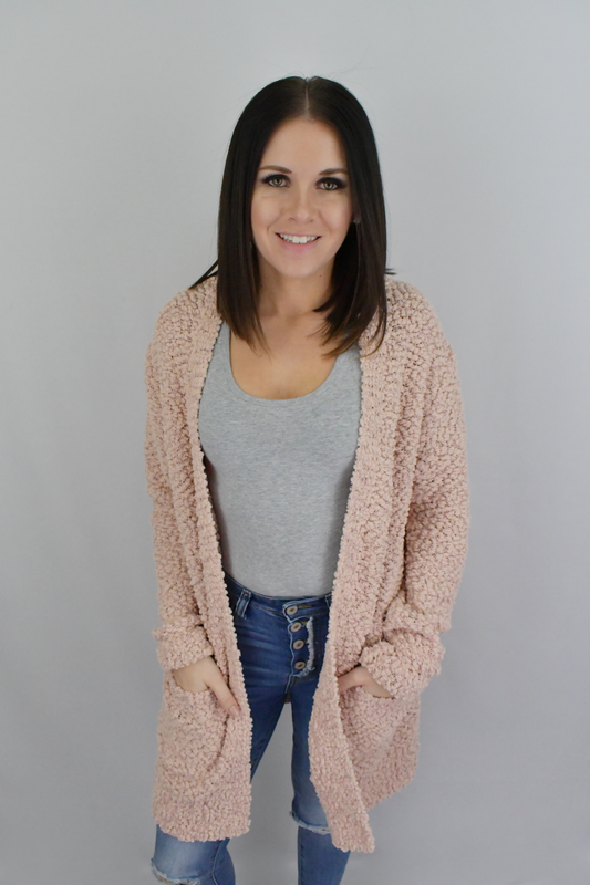 Wrapped In Love Popcorn Cardigan-Dusty Blush