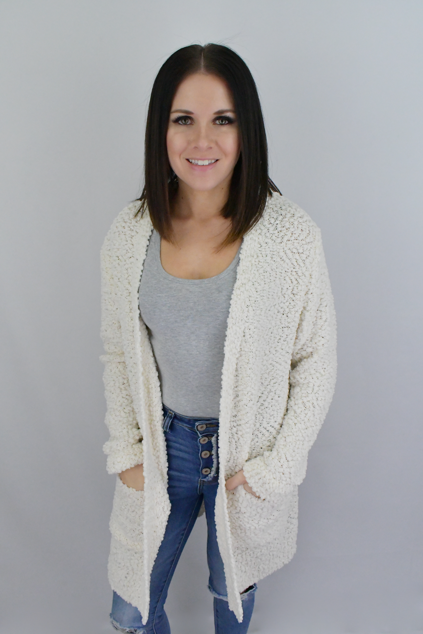 Wrapped In Love Popcorn Cardigan-Cream