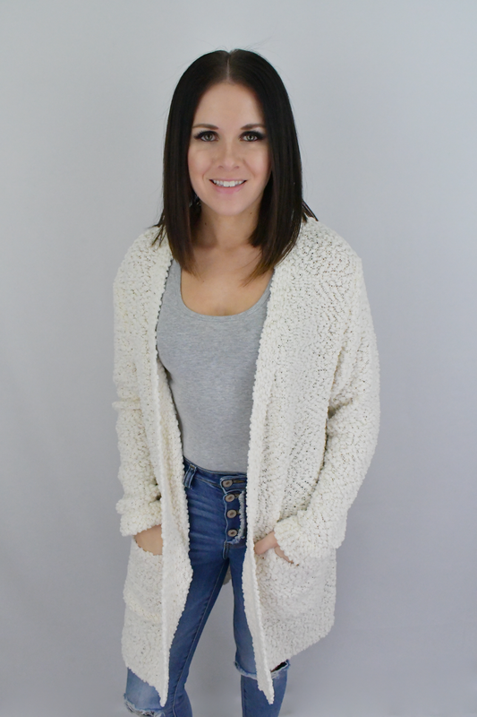Wrapped In Love Popcorn Cardigan-Cream