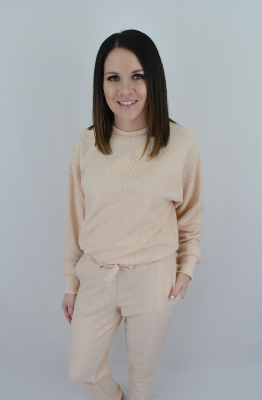 Let's Stay In Lounge Set-Salmon