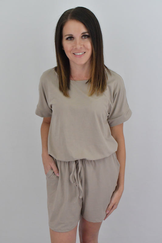 Staying In Ash Mocha Romper