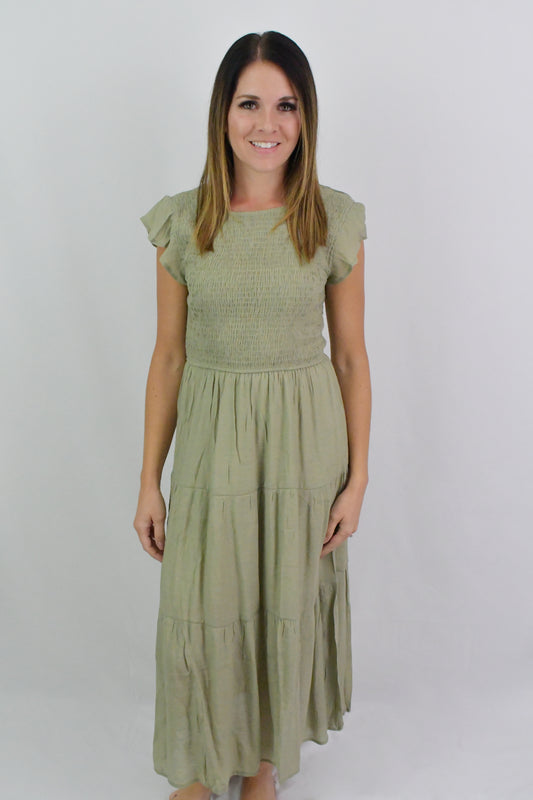 Darling Day Out Maxi Dress-Olive